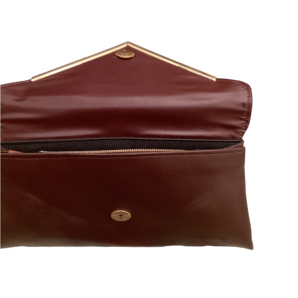 Vintage Brown Envelope Bag in Brown . 12 X 6 , has 3 compartments inside - Picture 3 of 4